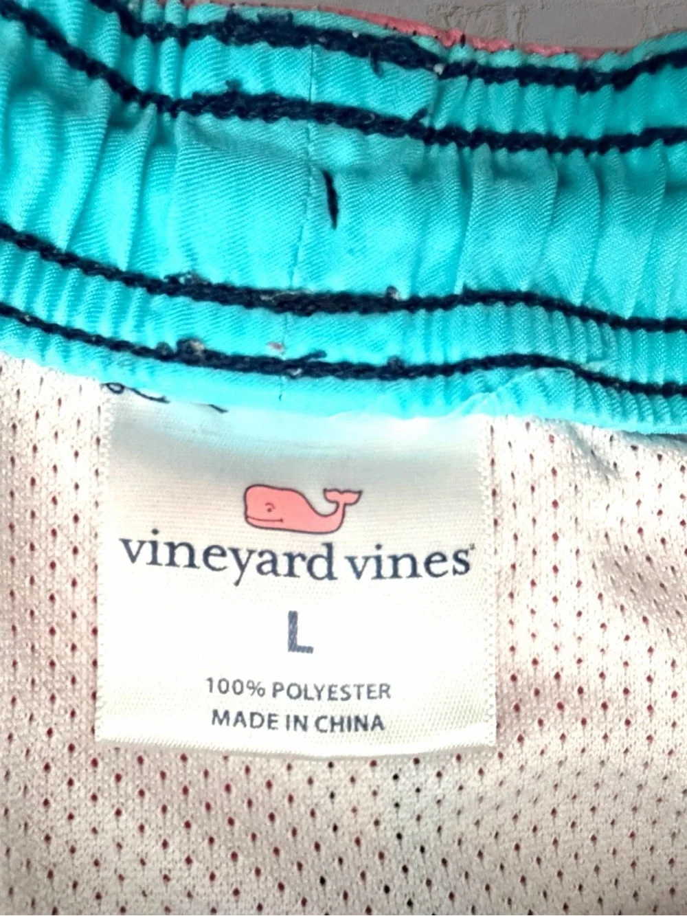 Vineyard Vines Swim Trunks Large Sea Turtle Coral Reef Print Pink Blue MeshLined